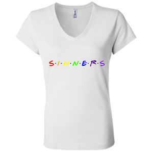 Ladies' - FriendsAndSinners V-Neck T-Shirt