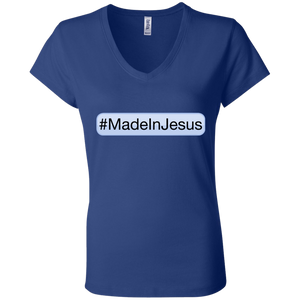 Ladies' - #MadeInJesus V-Neck T-Shirt