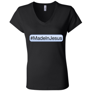 Ladies' - #MadeInJesus V-Neck T-Shirt