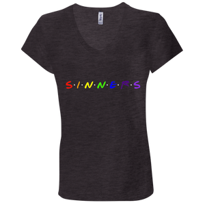 Ladies' - FriendsAndSinners V-Neck T-Shirt