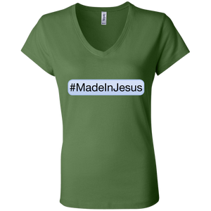 Ladies' - #MadeInJesus V-Neck T-Shirt