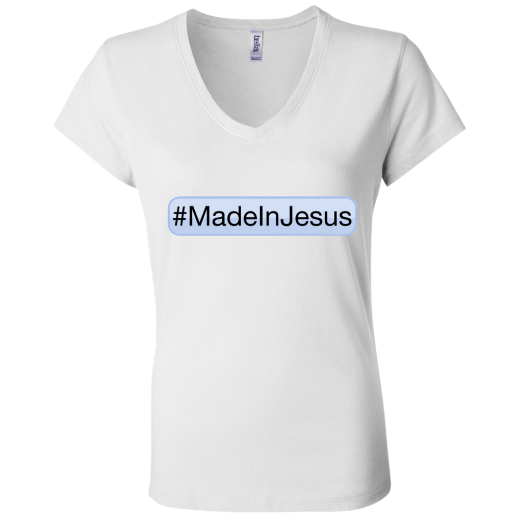 Ladies' - #MadeInJesus V-Neck T-Shirt