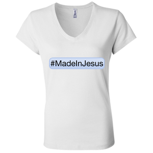 Ladies' - #MadeInJesus V-Neck T-Shirt