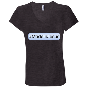 Ladies' - #MadeInJesus V-Neck T-Shirt