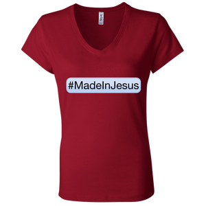 Ladies' - #MadeInJesus V-Neck T-Shirt